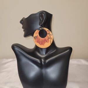 Floral Orange Hoop Earrings